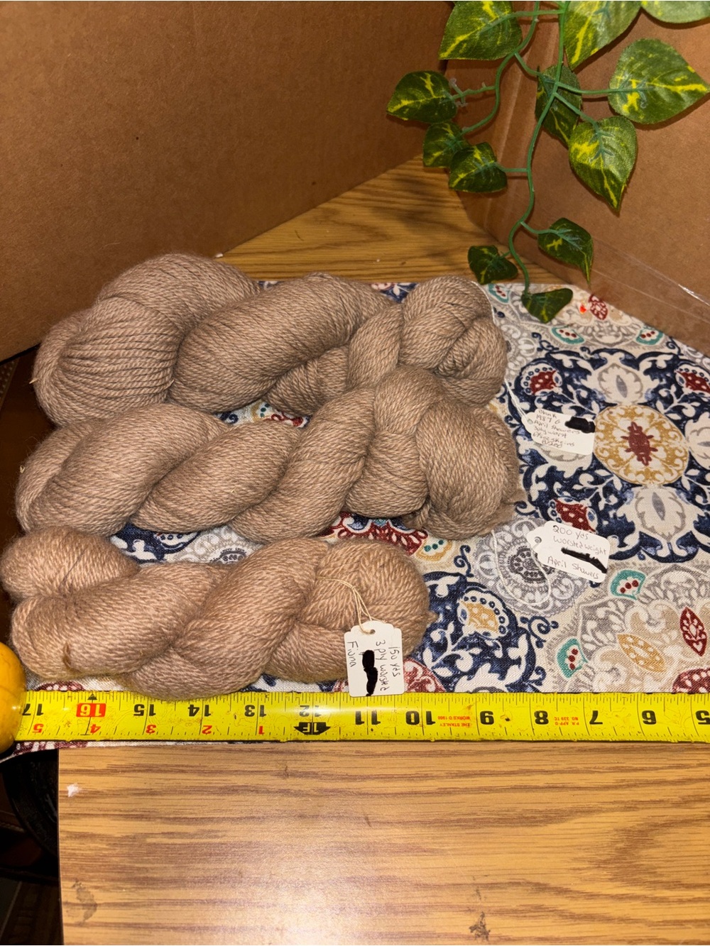 3 Natural Brown Hand-Dyed Yarn Skeins - Unbranded